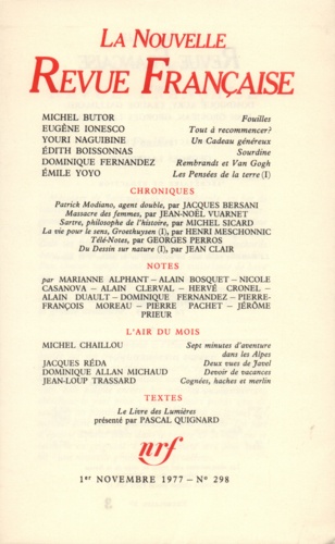 La Nouvelle Revue Française N° 298 novembre 1977