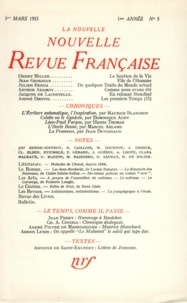  Gallimard - La Nouvelle Revue Française N° 3 mars 1953 : .