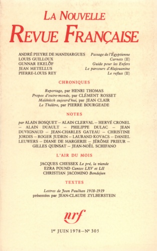 La Nouvelle Revue Française N° 305, juin 1978