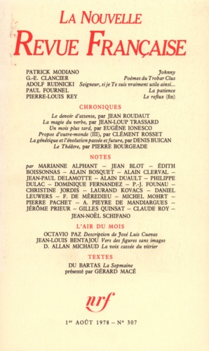 La Nouvelle Revue Française N° 307, aout 1978