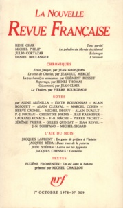  Gallimard - La Nouvelle Revue Française N° 309 octobre 1978 : .