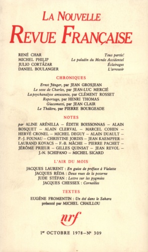 La Nouvelle Revue Française N° 309 octobre 1978