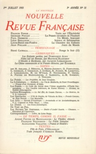  Gallimard - La Nouvelle Revue Française N° 31 juillet 1955 : .