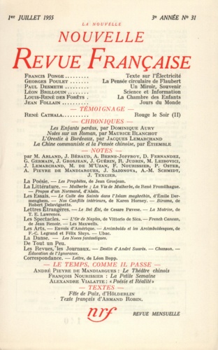 La Nouvelle Revue Française N° 31 juillet 1955