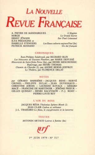La Nouvelle Revue Française N° 317, juin 1979