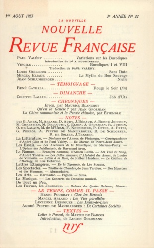 La Nouvelle Revue Française N° 32 aout 1955