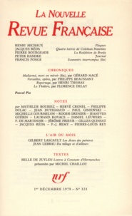  Gallimard - La Nouvelle Revue Française N° 323 décembre 1979 : .