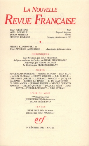 La Nouvelle Revue Française N° 325 février 1980