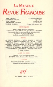  Gallimard - La Nouvelle Revue Française N° 326, mars 1980 : .