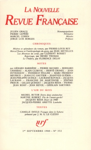 La Nouvelle Revue Française N° 332 sept 1980