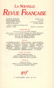  Gallimard - La Nouvelle Revue Française N° 334 novembre 1980 : .