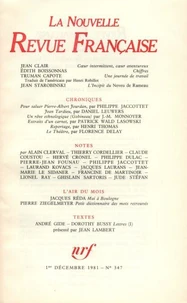 La Nouvelle Revue Française N° 347 décembre 1981