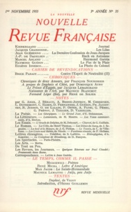  Gallimard - La Nouvelle Revue Française N° 35 novembre 1955 : .