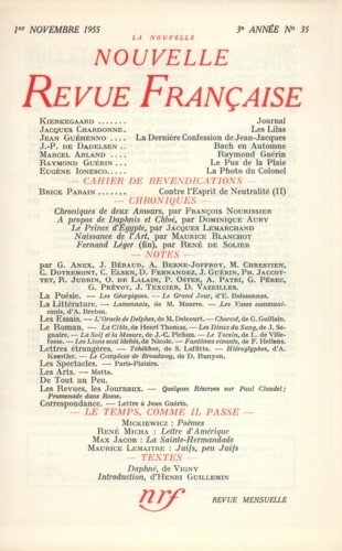 La Nouvelle Revue Française N° 35 novembre 1955
