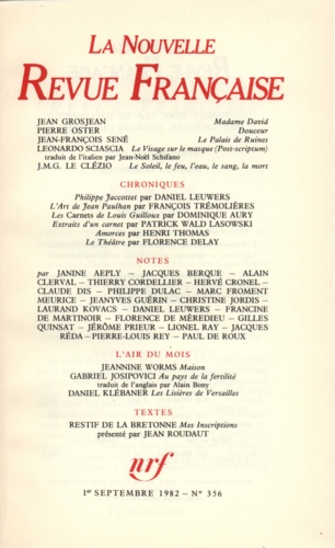 La Nouvelle Revue Française N° 356 sept 1982