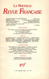  Gallimard - La Nouvelle Revue Française N° 357 octobre 1982 : .
