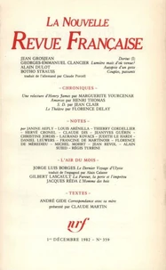 La Nouvelle Revue Française N° 359 décembre 1982