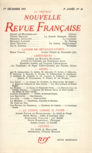  Gallimard - La Nouvelle Revue Française N° 36 décembre 1955 : .