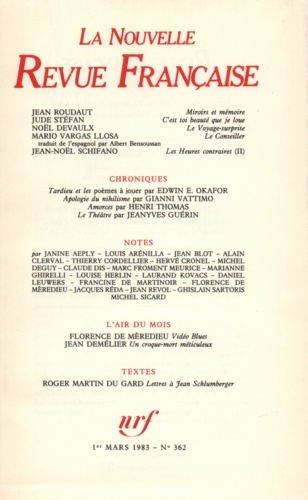 La Nouvelle Revue Française N° 362, mars 1983