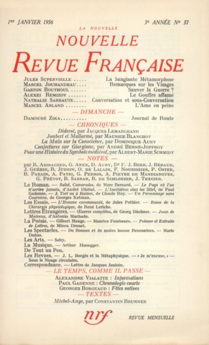La Nouvelle Revue Française N° 37, janvier 1956