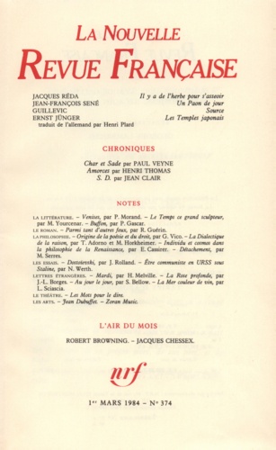 La Nouvelle Revue Française N° 374, mars 1984