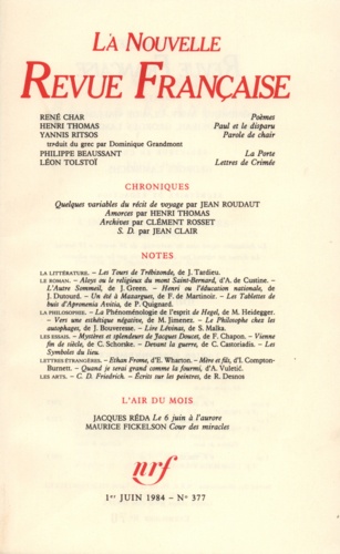 La Nouvelle Revue Française N° 377, juin 1984