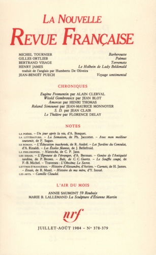 La Nouvelle Revue Française N° 378-379 Juillet-août 1984