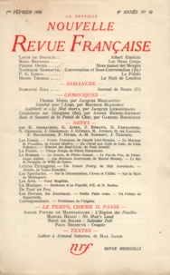  Gallimard - La Nouvelle Revue Française N° 38, février 1956 : .
