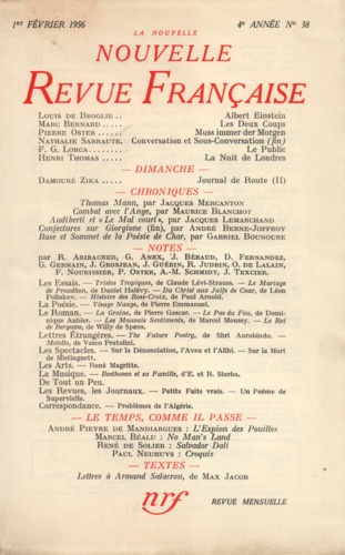 La Nouvelle Revue Française N° 38, février 1956