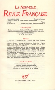  Gallimard - La Nouvelle Revue Française N° 382 novembre 1984 : .