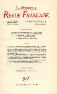 La Nouvelle Revue Française N° 383 décembre 1984