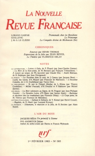 La Nouvelle Revue Française N° 385 février 1985