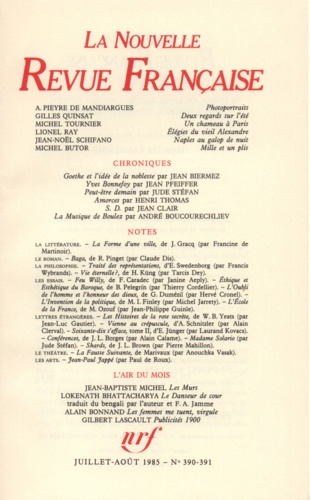 La Nouvelle Revue Française N° 390-391 Juillet-août 1985