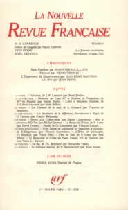  Gallimard - La Nouvelle Revue Française N° 398, mars 1986 : .