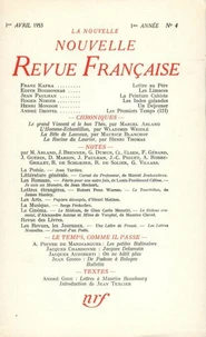 La Nouvelle Revue Française N° 4, Avril 1953