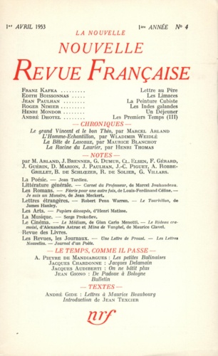La Nouvelle Revue Française N° 4, Avril 1953