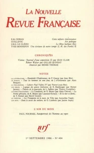La Nouvelle Revue Française N° 404 sept 1986
