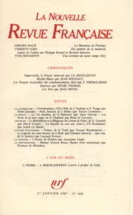  Gallimard - La Nouvelle Revue Française N° 408 janvier 1987 : .