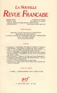 La Nouvelle Revue Française N° 408 janvier 1987