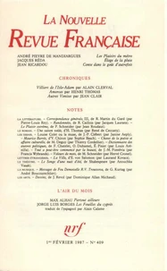 La Nouvelle Revue Française N° 409 février 1987