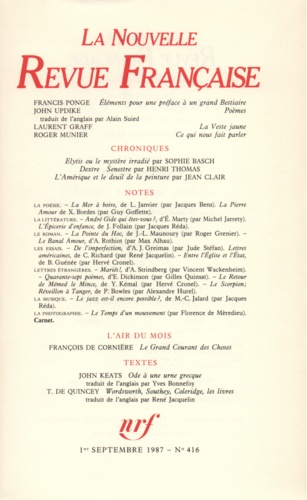 La Nouvelle Revue Française N° 416 sept 1987