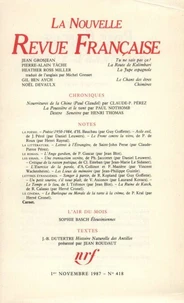 La Nouvelle Revue Française N° 418 novembre 1987
