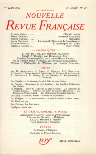 La Nouvelle Revue Française N° 42 juin 1956