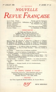  Gallimard - La Nouvelle Revue Française N° 43 juillet 1956 : .