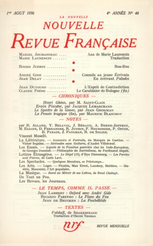 La Nouvelle Revue Française N° 44 aout 1956
