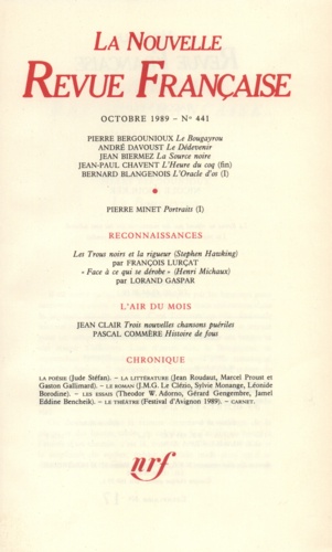 La Nouvelle Revue Française N° 441, octobre 1989