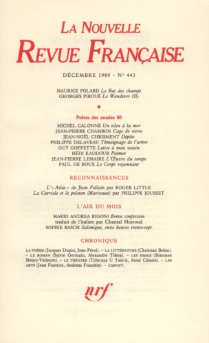 La Nouvelle Revue Française N° 443 décembre 1989