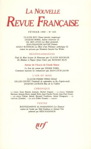 La Nouvelle Revue Française N° 445, février 1990