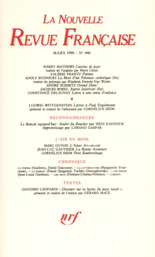 La Nouvelle Revue Française N° 446, mars 1990