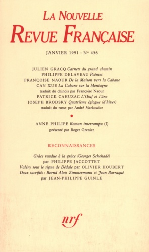 La Nouvelle Revue Française N° 456, janvier 1991